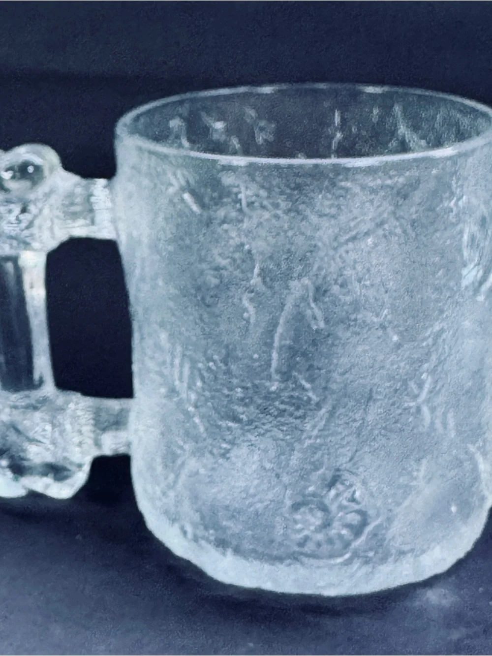 McDonald's Clear Textured Glass Mug with Embossed Logo - Transparent
